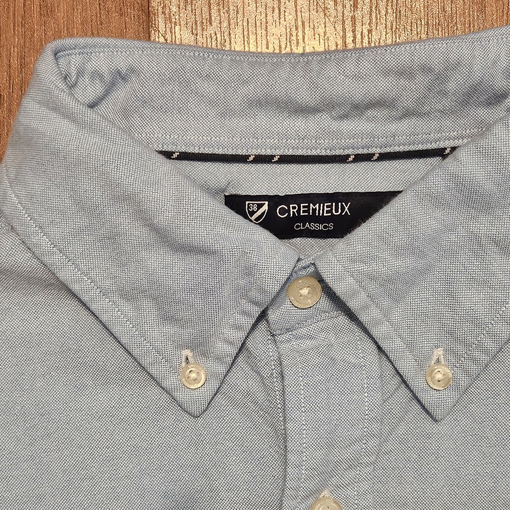 DANIEL CREMIEUX mens Short Sleeve Button Dress Shirt Size LARGE COLOR BLUE LL11 - Picture 2 of 16